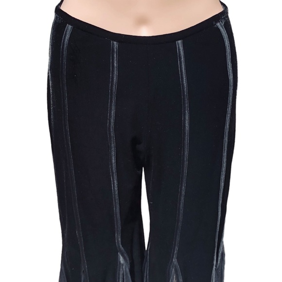 JS collections NWT black velvet bell bottom pants with sheer pant leg inlay sz 4 - Picture 8 of 14